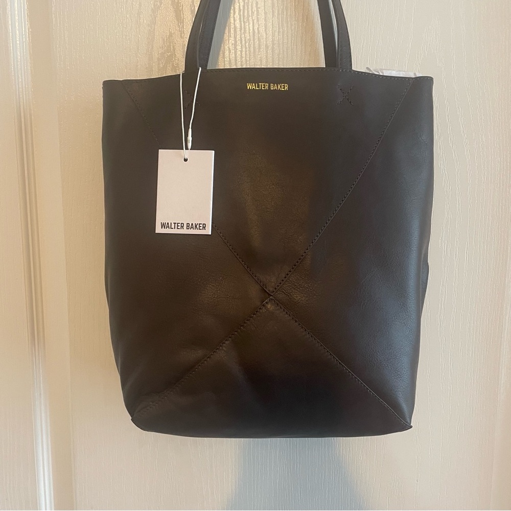 Walter Baker Brown Ledger Leather Tote Bag